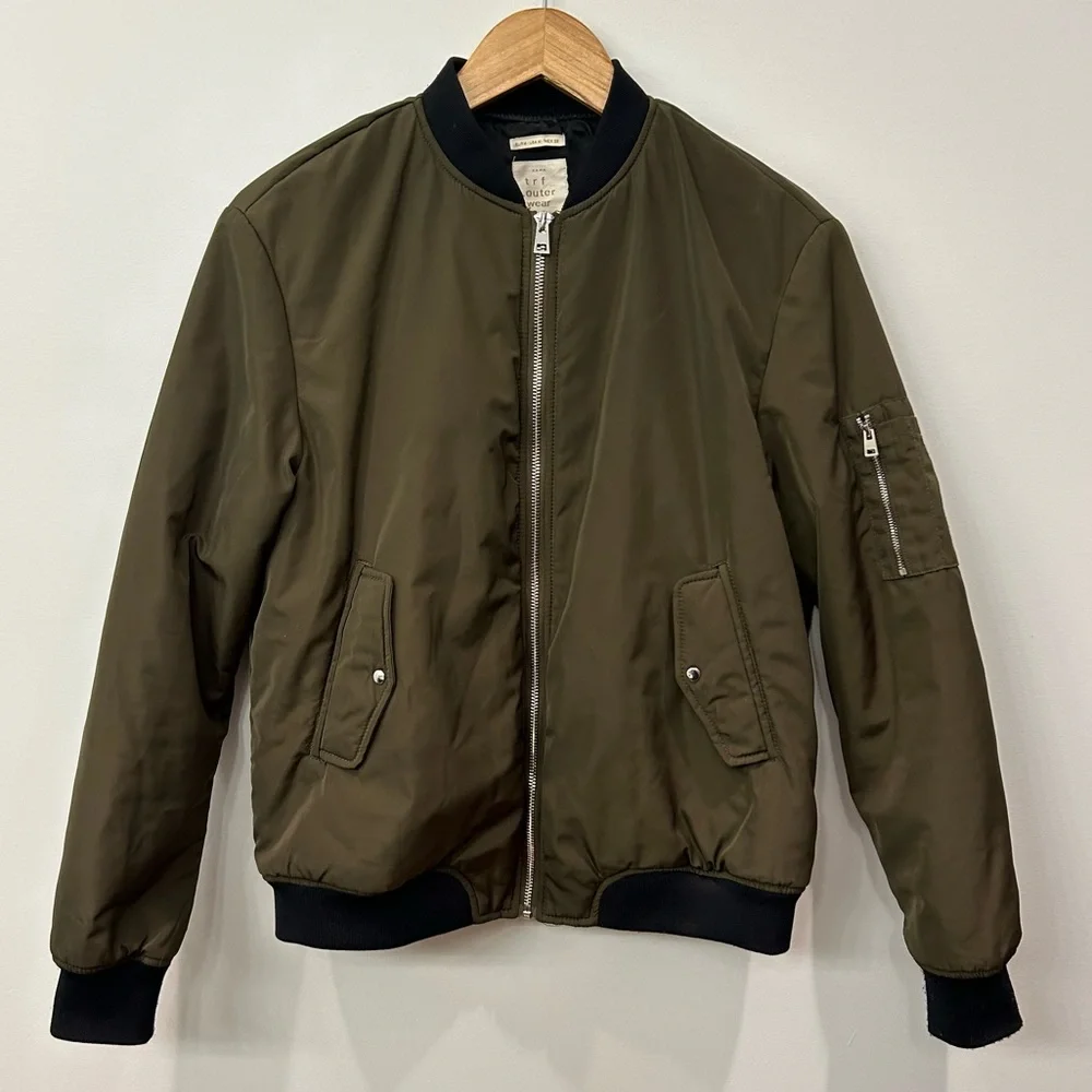 ZARA, TRF, Olive, Bomber Jacket, Size Medium - Picture 1 of 11